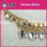 Jewelry Handmade High Quality Decoration for Collars Sparkle Rhinestone Crystal Gold Necklace for Collar thumbnail-2