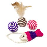 Cat Toys Interactive Feather Toy Mouse Sisal Balls for Cat
