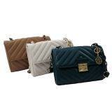 Designer Custom Lady Popular Chevron Quilting Pattern Shoulder Handbags Chunky Metal Chains Shoulder Crossbody thumbnail-3