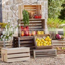 Antique Brown Wooden Crate Storage Box With Lid thumbnail-5