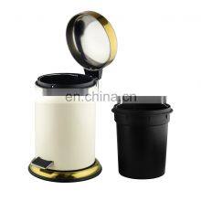 3L Gold White With Toilet Brush Garbage Trash Bin Garbage Bin Waste Bin Pedal Stainless Steel Mini Trash Can thumbnail-4