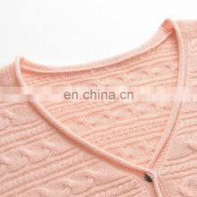 Lady's Eco-friendly V Neck Knitted Oversized 100% Cashmere Cardigan Button Front Back Logo Solid Pattern Casual Autumn Style thumbnail-3