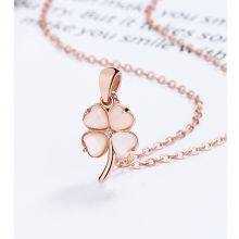 Premium Natural Opal Clover Necklace Four-Leaf Shamrock Pendant Women's Lucky Jewelry for Daily Wear and Celebration thumbnail-1