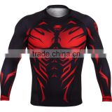 92% Polyester 8% Spandex Long Sleeves Sublimated Compression Shirt / Rash Guard with custom Venum Shadow Hunter design