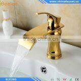 Wholesale And Retail Luxury Elegent Golden Basin Sink Faucet Single Lever Waterfall Basin Mixer Taps thumbnail-1