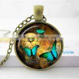 Steampunk clock pendant Steampunk watch necklace Butterfly Steampunk clock jewelry-glass dome pendant necklace