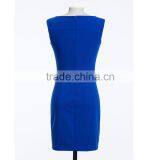 New Fashion Style O-neck Sexy Tight Blue Color Bodycon Midi Pattern Lady Dress for Party thumbnail-4