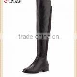 O6 Wholesale Fashion Winter Ladies Knee High Long Boots Calf Skin and Fine Elastic Leather Ladies Boots thumbnail-3