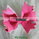 High Quality 4" Glitter Chevron Printed Ribbon Hair Bow thumbnail-2
