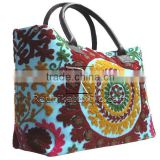 RTHHB-27 Stylish And Good Looking Uzbekistan Suzani Embroidered Large Canvas Tote shopping bag For Women India Wholesaler