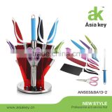 8Pcs 3Cr14 steel multi colors non stick coating knife set with acrylic block