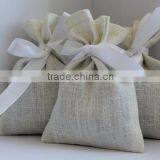 White Creamy Linen Small Bags, Rustic Wedding Favor Bags, French Linen Gift Bags thumbnail-2