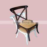 Oak Wood French Style Antique Stacking Cross Back Wedding Dining Chair thumbnail-4