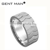 Stainless Steel Faceted Princess Cut Serpent Side Pattern Ring men