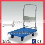 Guangdong 300kg Load Foldable Four Wheel Plastic Platform Mute Trolley Hand Cart With Folding Handle