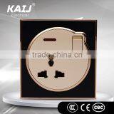 2016 New Design Wall Mounted Luxury Light Black13a Single One Gang 3 Pin Universal Switch Socket for Home Hotel