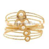 MultiLayer Iron Wire Women Cuff Bangle Fashion Wide Bangles & Bracelets With Pearl Jewelry Accessories