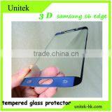 Factory Low Price!Premium Quality Perfect For Samsung s6 Edge Blue Silk Printing 3D 0.21mm Superhard 9H Tempered Glass Film Scre