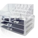 Wholesale Clear Acrylic Jewelry & Cosmetic Makeup Organizer Storage Display Boxes Two Pieces Set.
