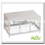 WHITE WICKER PROVENCE CLASSIC COFFEE TABLE OTTOMAN thumbnail-1