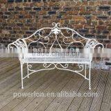 Wrought Iron Metal Garden Bench Antique Cream With a Brushed Bronze For Outdoor and Indoor thumbnail-2