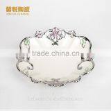 2016 Hot Sale European Porcelain Fruit Dish Golden Color thumbnail-3