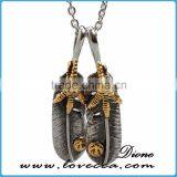 Popular High Quality Jewelry Claw Feather Never Fade Stainless Steel Pendant for Men and Women thumbnail-1