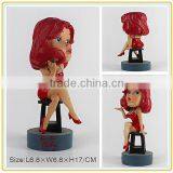 Hot Resin Sexy Women Statue, Mature Women in Red Dress Figurines, Fashion Women Figure Sculptures