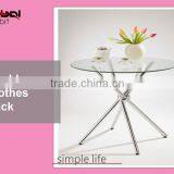 Office Tempered Glass Convenient Table, Metal Legs Round Dining Table