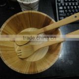 2017 Gift Totally natural bamboo round salad bowl with scoop