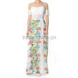 Floral Print Lace Trim Maxi Dress Elegant Woman Dress Party Dresses thumbnail-1