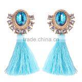 Bohemian Jewelry Rhinestone Gems With Alloy Plated Tassel Dangle Earrings thumbnail-4