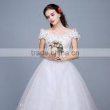 MGOO Custom Made Long Tail Romantic Wedding Dress Simple Lace Up Cap Sleeves Fashion Hi Low Petticoat thumbnail-5