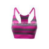 Wholesale Stripe Printed Breathable Dry-Fit Women Sports Bra YogaWear thumbnail-2