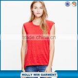 Red Modern Linen Muscle Ladies Tank Top thumbnail-1