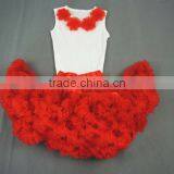 Girls Red Pettiskirt Set With Flowers MADE IN CHINA thumbnail-1