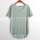 ECO Friendly Women Longline Curved Hem Organic Slub Cotton Bamboo T Shirt thumbnail-2