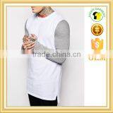 New Trendy Longline t Shirts Slim Fitted T-shirt With Contrast Sleeves thumbnail-3