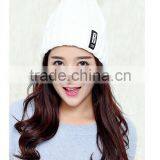 Logo Design Accept Woman Winter Warm Plush Thicken Winter Beanie Knit Hat With Fur Poms thumbnail-6