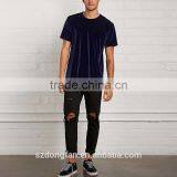 New Design Men Fashion Blouse Lightweight Round Neck Velvet Fabric Tee Shirt Blank T Shirt thumbnail-5