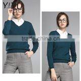 Trend Winter Cashmere Sweater Women Black V-neck Knit Pullover thumbnail-2