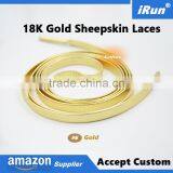 18K Shinny Gold Plated Tips Genuine Sheepskin Leather Shoes Laces for Canvas Boots Skating Shoes & Golf Shoes thumbnail-1