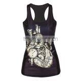 Polyester Tank Top Backless With Spandex Printed Black Size:Free Size Sold By PC thumbnail-1