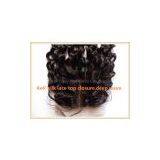 Silk Lace Top Closure 4x4 Middle Part, Brazilian Virgin Hair Deep Wave Silk Lace Closures Bleached Knots,10-24inch thumbnail-2