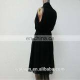 Pleated Ladies Sleeveless Black Chiffon Open Breast Dress thumbnail-3