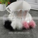 Factory Wholesale High Quality Real Mink Fur Small Ball Earrings for Women thumbnail-2