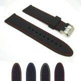 18 20 22 24mm Textured Stitch Silicone Rubber Watch Band Strap thumbnail-1