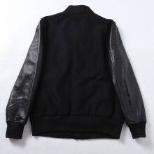 HOT SALE 2021 NEW FASHION MEN'S WOOL/POLYESTER MELTON BASEBALL GENUINE LEATHER JACKET thumbnail-4