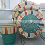 Round Striped Stoneware Dinner Set, Tableware Dinner Set, China Supplier Handprinted Stoneware thumbnail-3