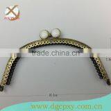 Arched Metal Frame for Purse Bags With White Gems